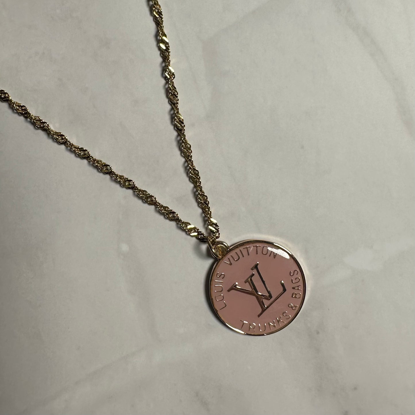 LV Trunks and Bags Pink Charm Necklace