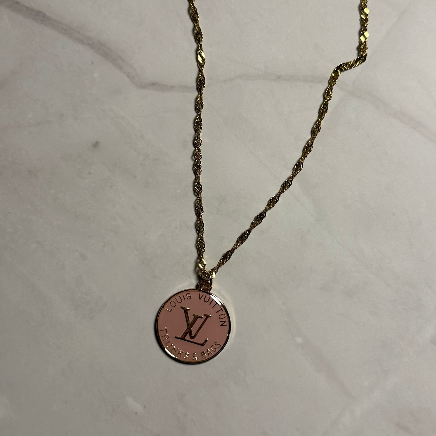 LV Trunks and Bags Pink Charm Necklace