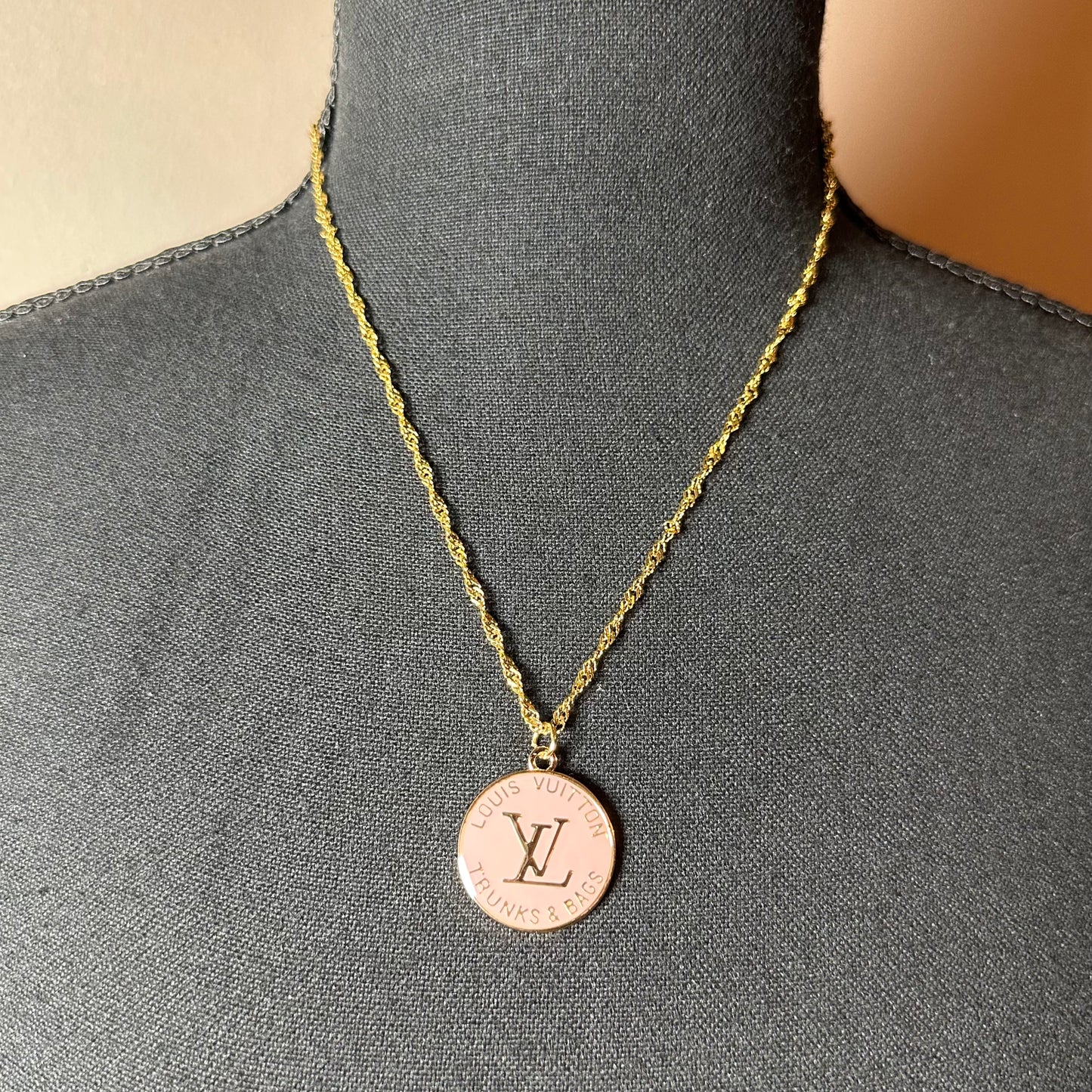 LV Trunks and Bags Pink Charm Necklace