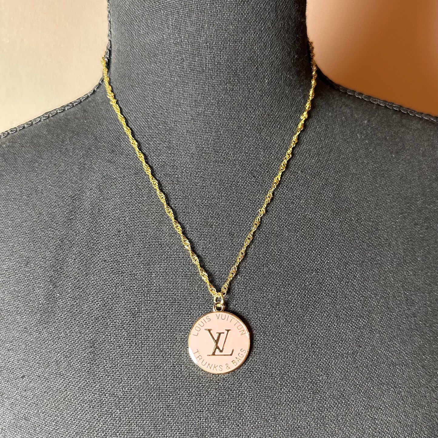 LV Trunks and Bags Pink Charm Necklace