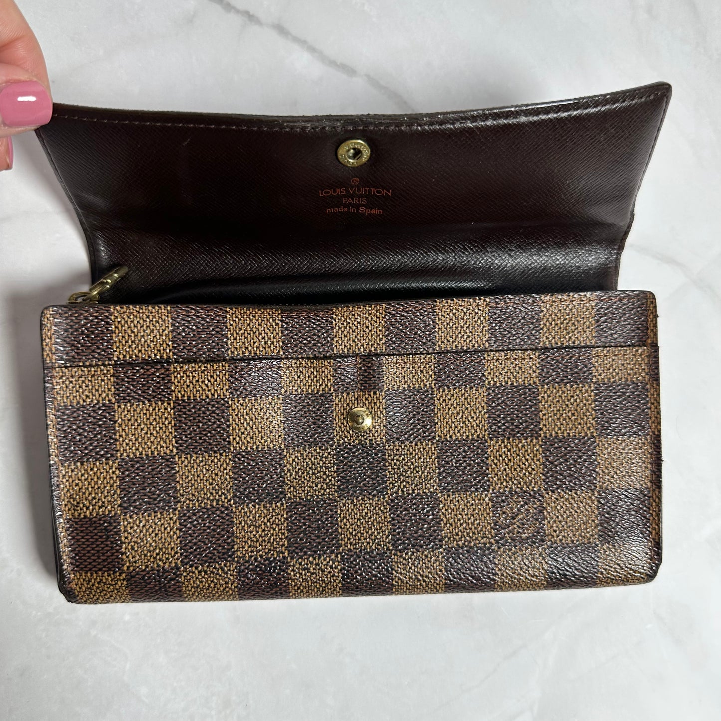 Louis Vuitton Damier Ebene Sarah Wallet - Vintage