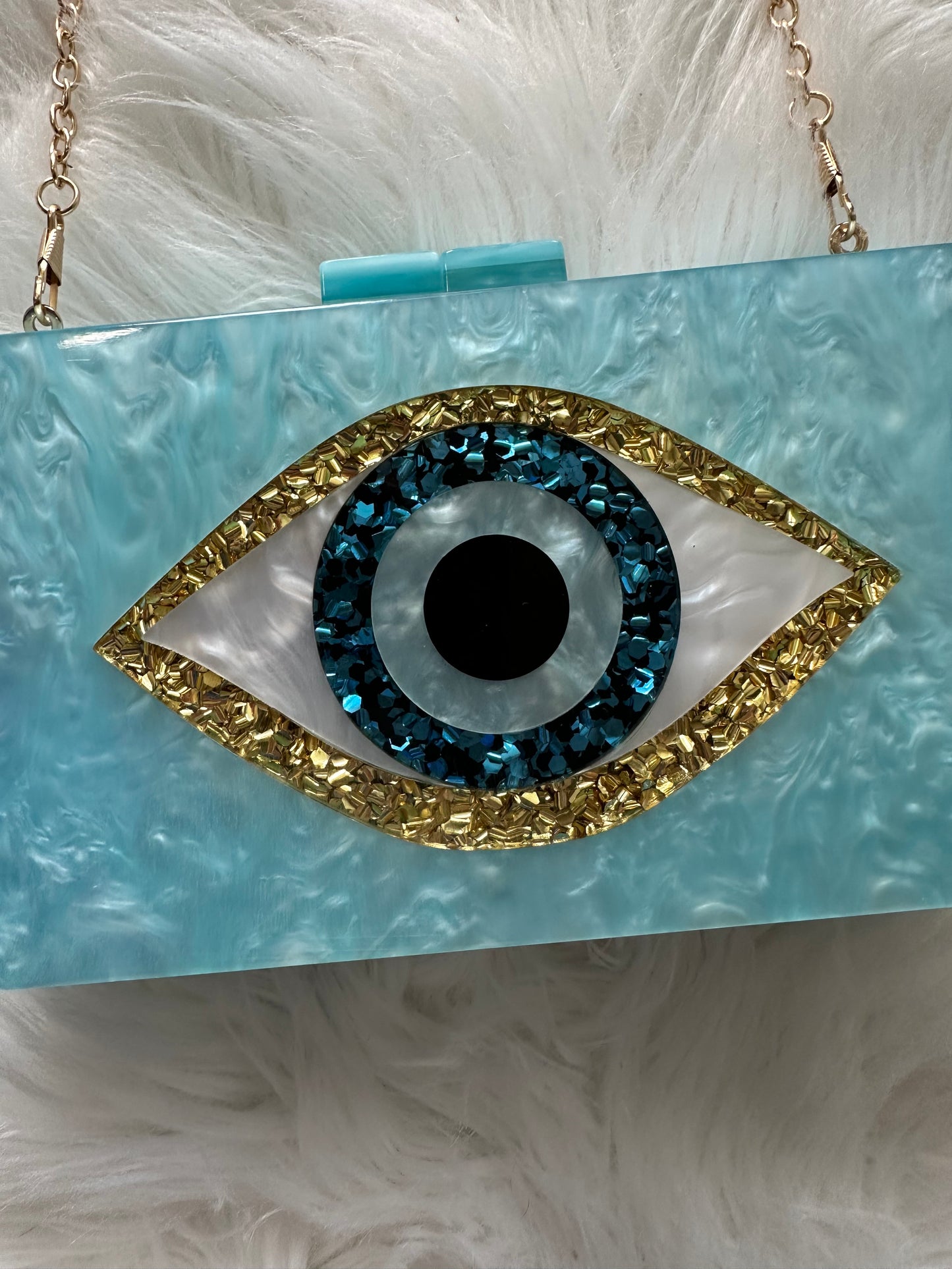 Preloved Acrylic Hardshell Evil Eye Clutch