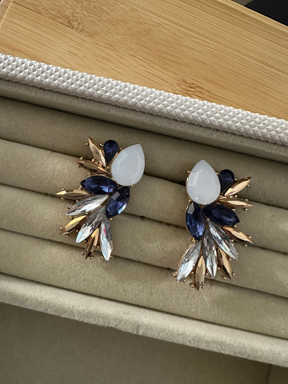 Navy Rhinestone Earrings