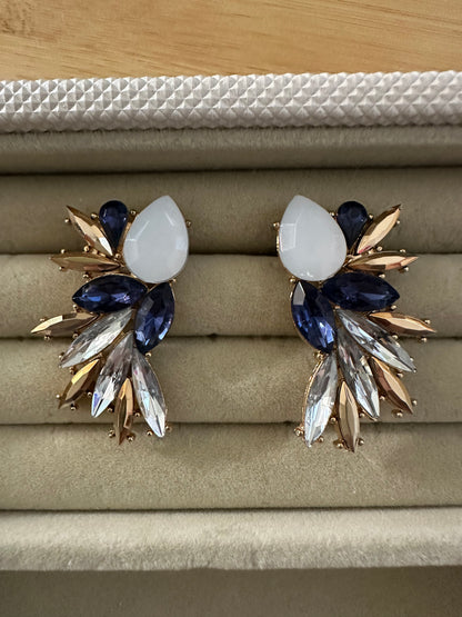 Navy Rhinestone Earrings